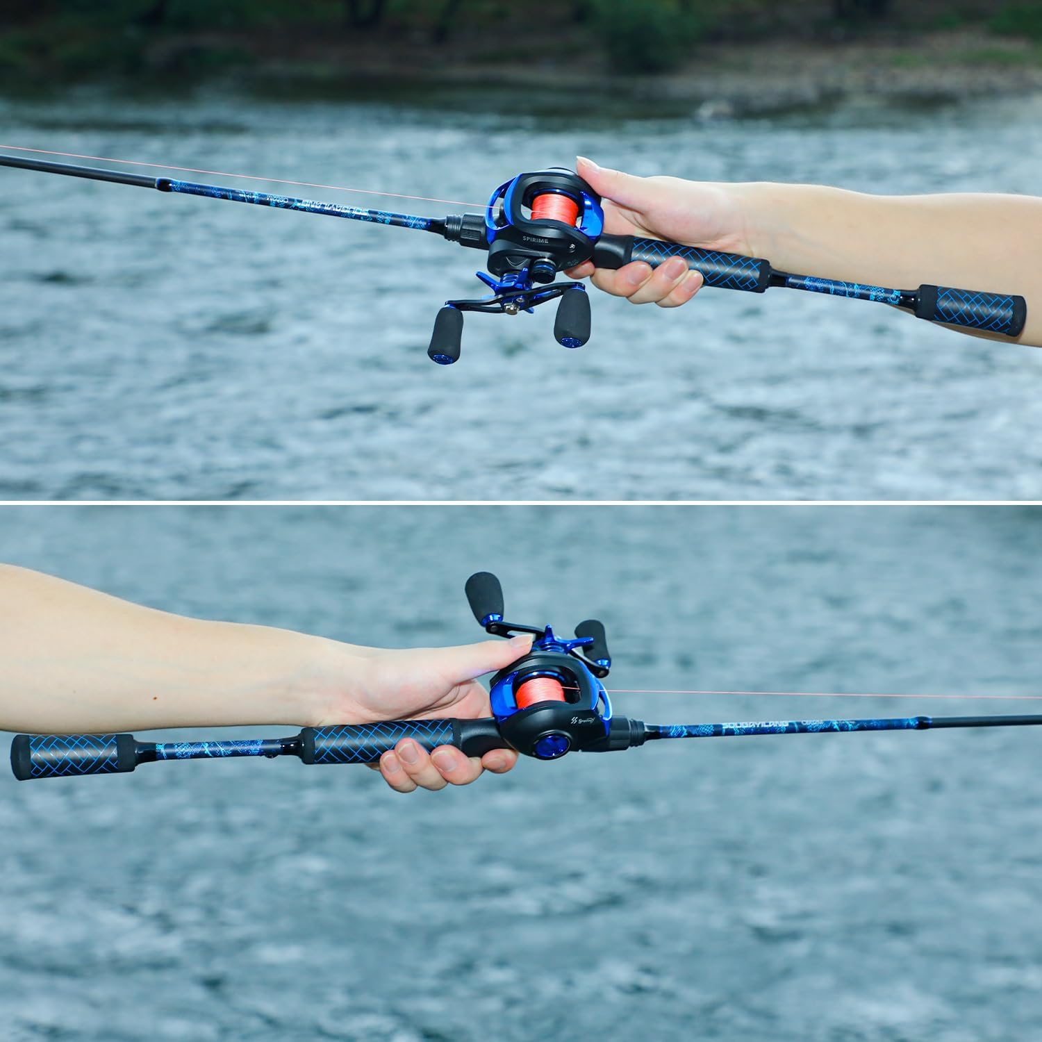 Sougayilang Fishing Rods,IM7 Graphite Spinning Rod & Casting Rod, Stainless Steel Guides, SuperPolymer Handle,“S” Style Hook Keeper